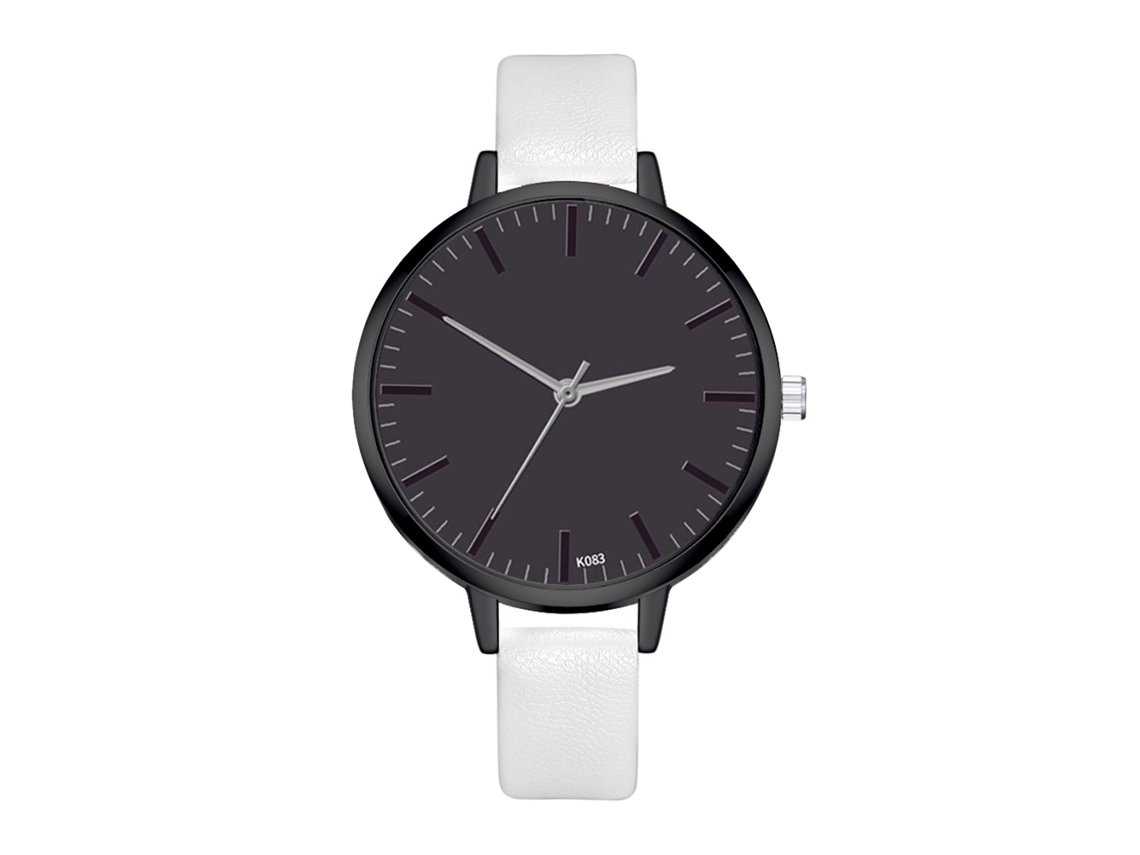 Reloj De Pulsera Unisex Informal De Cuarzo Con Correa De Pu, Estilo Moderno, Blanco.