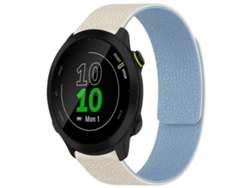 Bracelete Para Garmin Forerunner 45 / 45s / Swim 2 (18mm) - Silicone Magnético - Textura De Lichia Branco E Azul