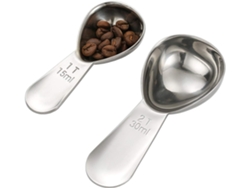 Tazas medidoras de acero inoxidable para café, 2 unidades, 1 taza (15 ml, color plata)