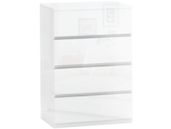 Cómoda Antivuelco De 4 Cajones, 55x33x80cm, Blanca, Para Dormitorio O Pasillo.