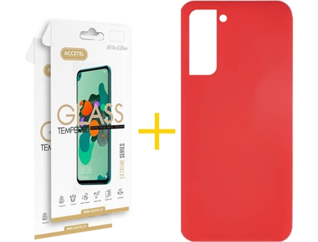 Carcasa + 2 Protectores de Pantalla para Samsung Galaxy S22 Plus 5G ACCETEL Rojo