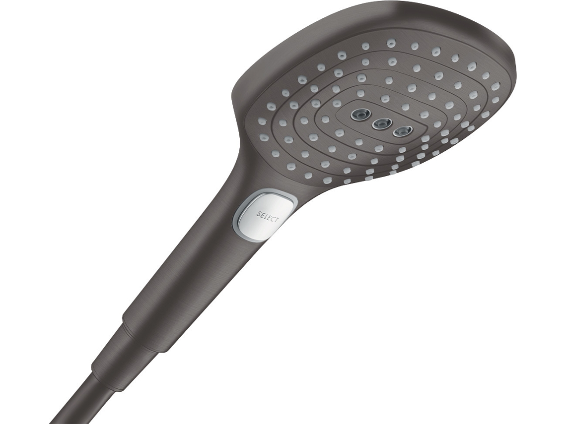 Ducha de mano Hansgrohe Raindance Select E 120, 3 chorros Powderrain Ecosmart, 28728340, Color: Cromo negro cepillado