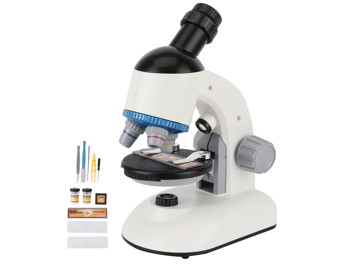 Microscopio Infantil 40x-1200x Con Cabezal Giratorio De 360°, Blanco, Juguete Educativo Para Principiantes, Niños