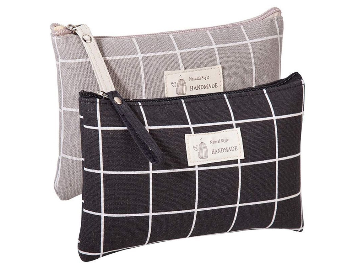 2 Bolsas De Maquillaje Divertidas Para Mujer Lindo Estuche De Cosméticos Tela 9x5.5 Pulgadas