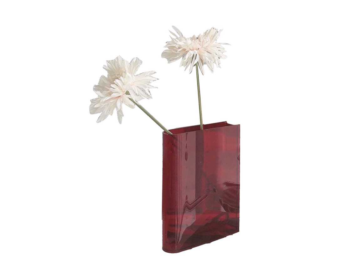 Rebe - Vaso decorativo em formato de livro com estilo artístico para casa, quarto e escritório, vermelho (letras brancas)