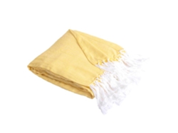 Manta Plaid 100% Algodón Amarillo Con Flecos 180x220cm Zigora