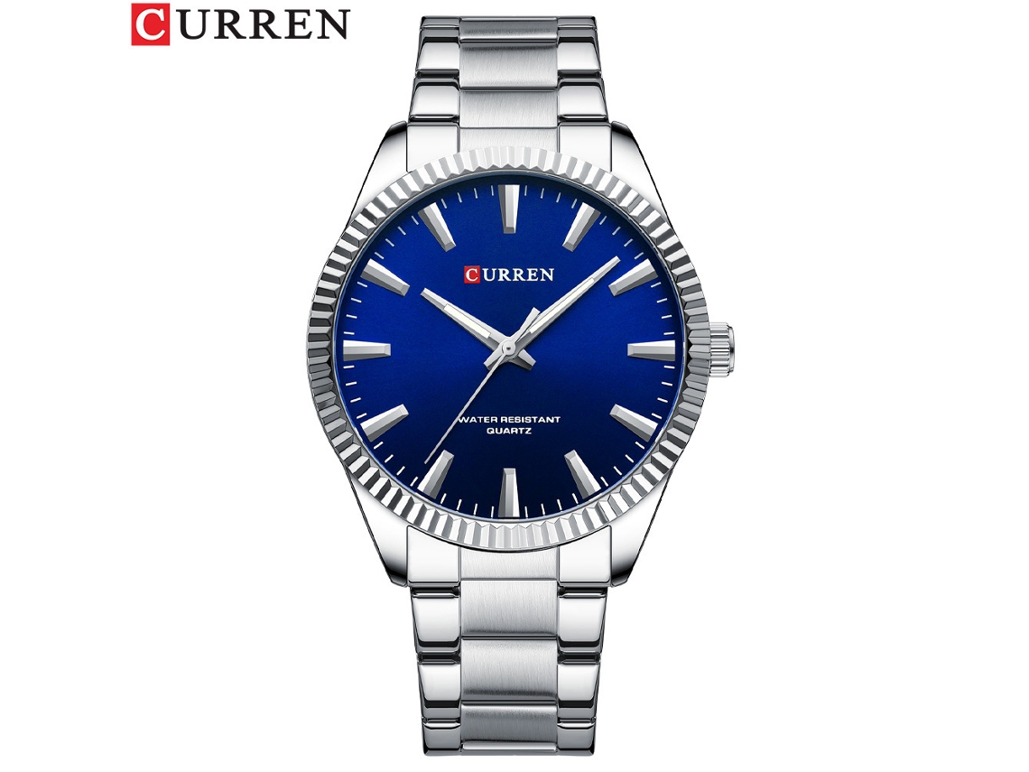 Reloj De Cuarzo De Moda Para Hombre (azul Plateado), Fecha Luminosa, Correa De Acero Inoxidable, Reloj De Pulsera De Negocios Con Rueda Solar.