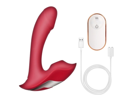 Vibrador de masaje de succión portátil con control remoto inalámbrico con 9 modos (rojo rosa) YIZHOOD