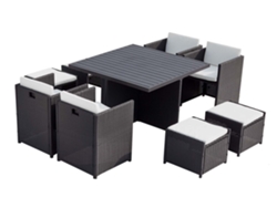 Conjunto de Cenar Exterior CONCEPT U Sunset (Negro y Blanco - Aluminio - 115x115x74 cm)