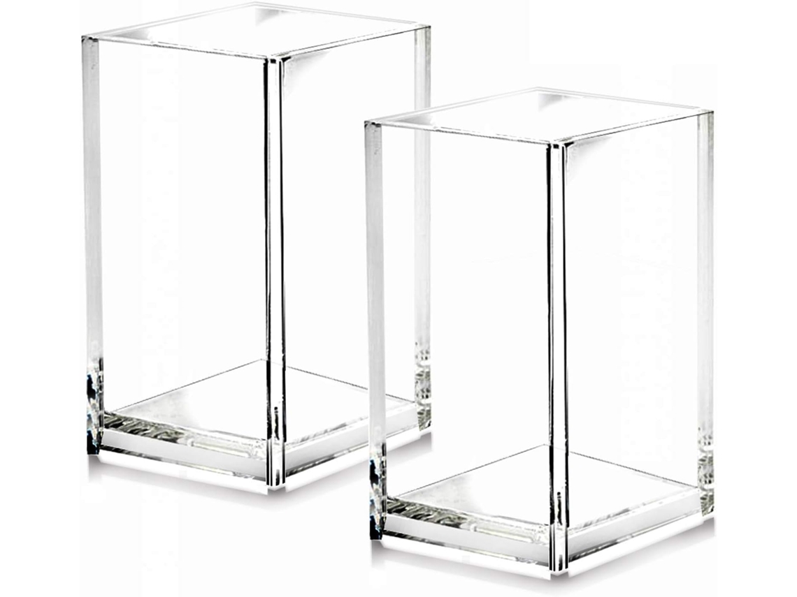 Paquete de 2 porta lápices acrílicos, caja de almacenamiento transparente, caja de almacenamiento de papelería de escritorio