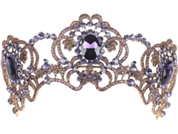 1 Pieza De Corona De Boda Con Cristales Morados, Elegante Tiara Para Fiestas Y Accesorios Fotográficos.