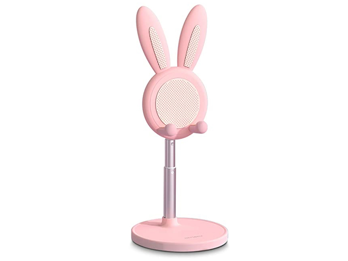 Bonito soporte para teléfono con forma de conejo, altura y ángulo ajustables, compatible con iPad, tabletas y teléfonos móviles.