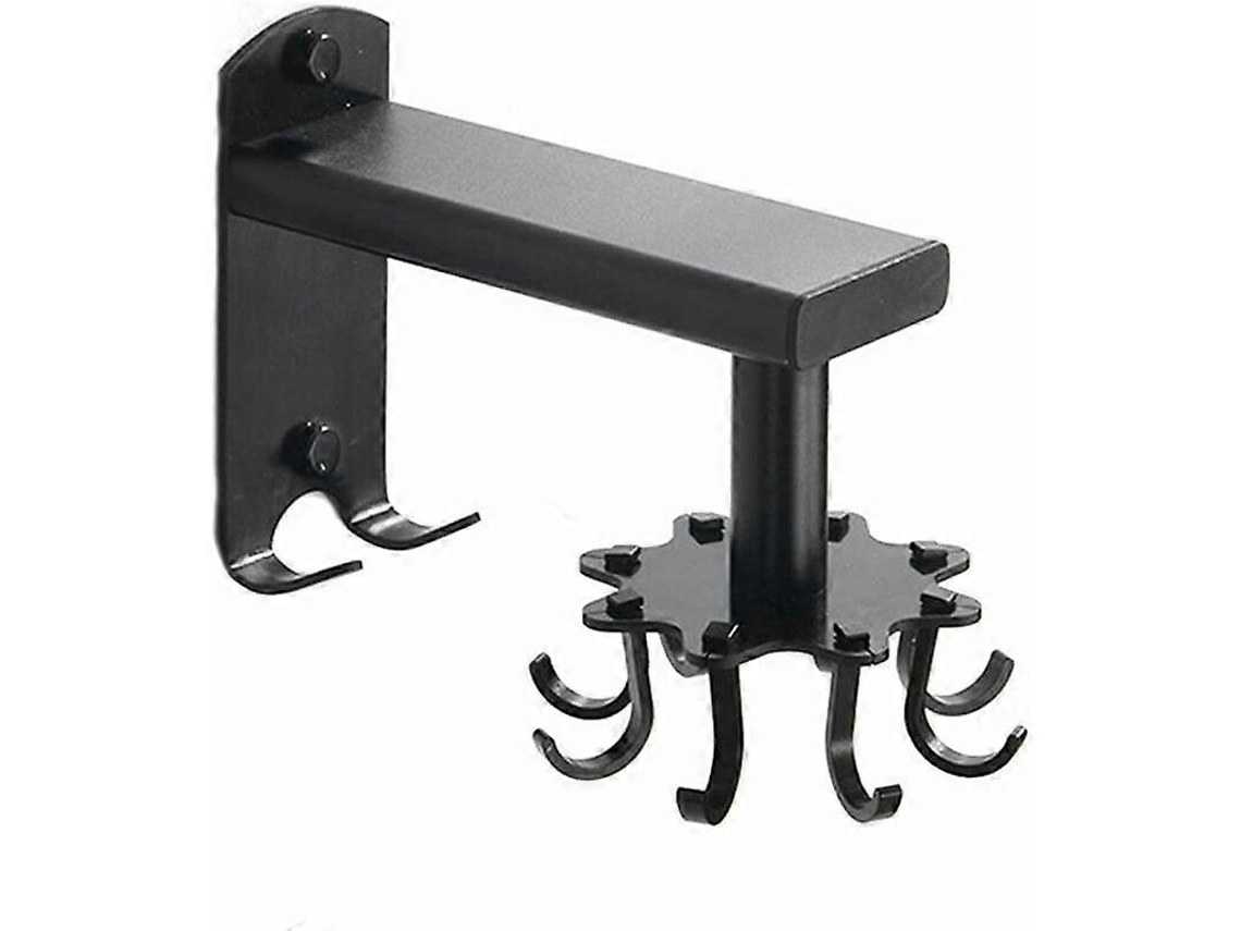 Gancho De Pared Giratorio De Aluminio Espacial Con 8 Ganchos Para Cocina Y Baño Negro 11.5x5x13.8cm