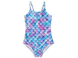 Traje de baño de una pieza Rebe para niñas y niños, disfraz de sirena, tallas de 6 a 7 años, con estampado floral y volantes.