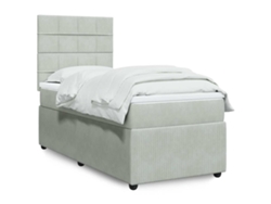 Cama Box Spring Con Colchón Terciopelo Gris Claro 100x200 Cm