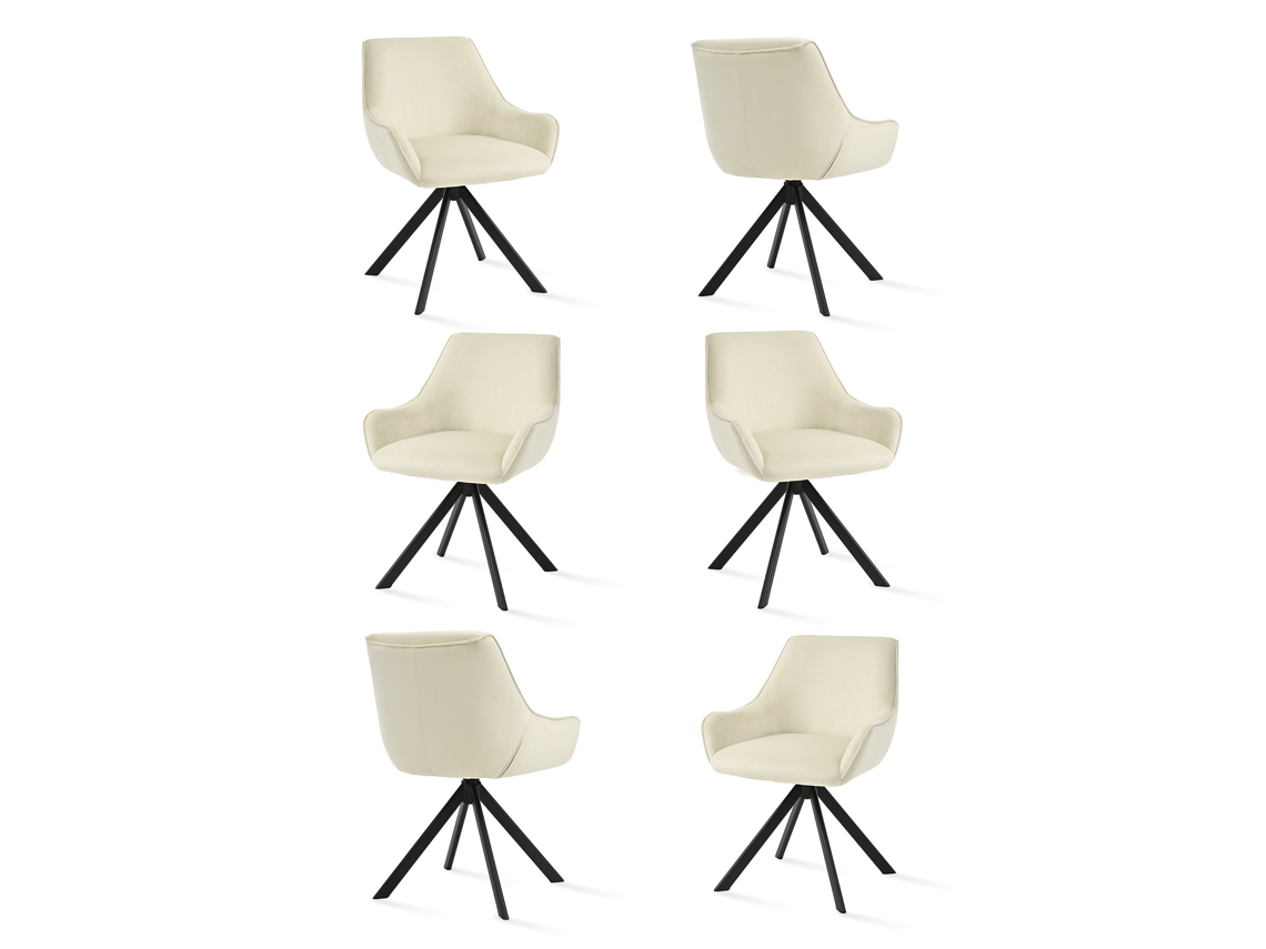 Sillas De Comedor Goeurvant 1178(pack De 6, Marfil, Terciopelo)