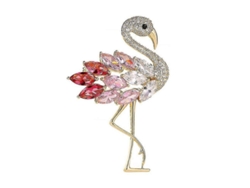 Broches De Flamencos Coloridos Con Diamantes Y Cristales Para Mujer, Broches De Animales Con Circonitas De Cristal, Broches Coloridos