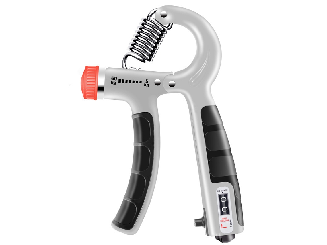 Entrenador de fortalecimiento de agarre de mano, contador de números, ejercitador de muñeca, antebrazo, dedos, 5-60 kg, exprimidor ajustable, entrenamiento, gris Gertiz