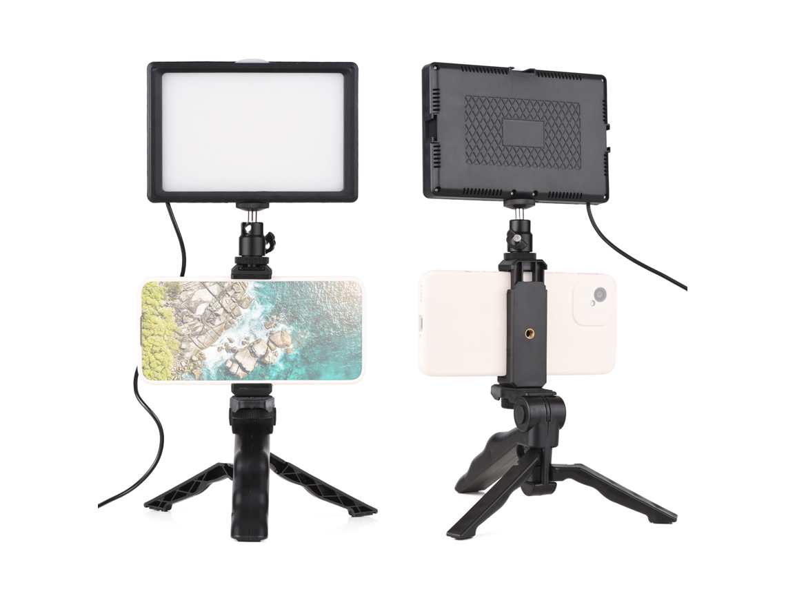 Kit De Iluminación Led Para Escritorio Con Trípode Ajustable 3200-5600k 14 Niveles De Brillo Para Streaming Vlog Grabación Video Conferencia