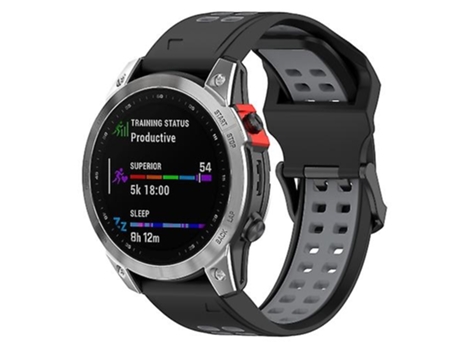 Correa para Garmin Descent G1/Coros Vertix 22mm correa de reloj de silicona de liberación rápida de doble fila negro gris VENISYMLIS