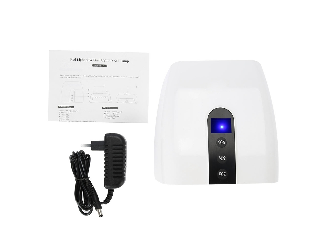 Lámpara De Uñas Portátil Con Luz Roja Para Secado Y Blanqueamiento Con Temporizador Automático, 36 W.