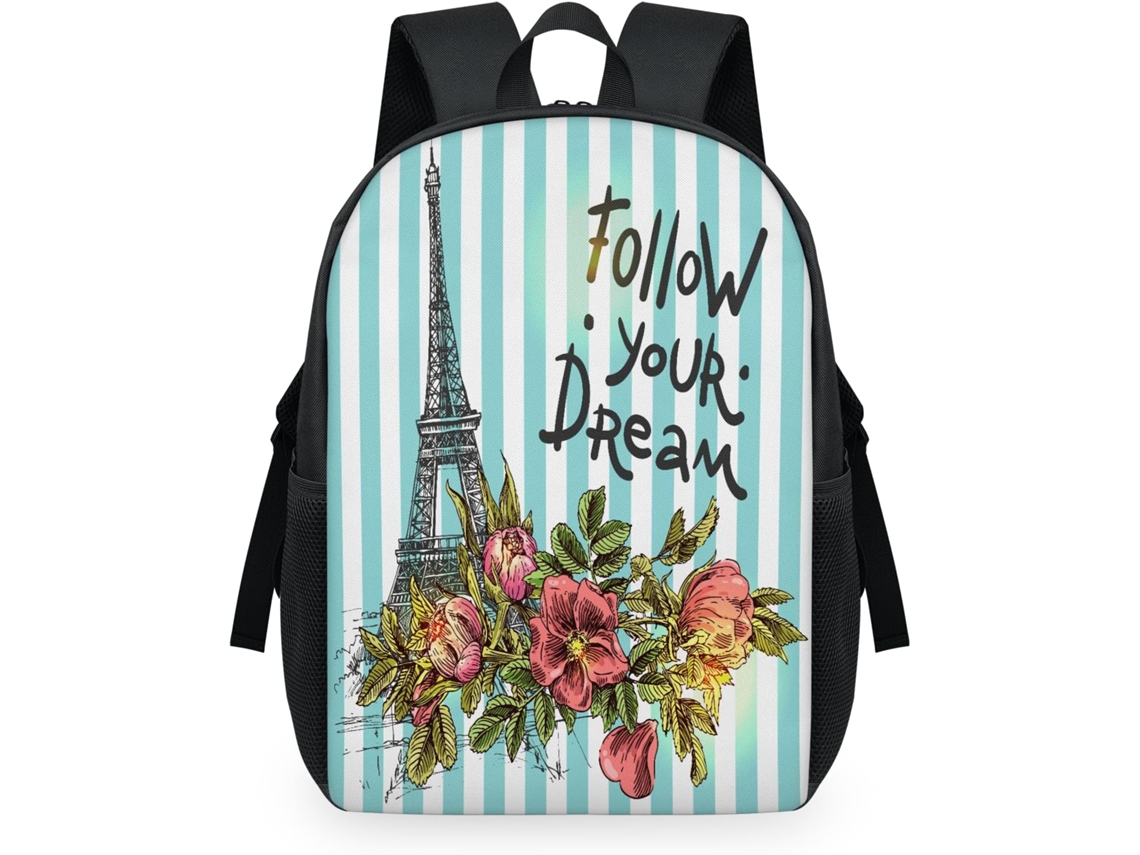 Mochila Tropicallife Estampado Floral Torre Eiffel Rayas Para Niños Niñas Hombres Mujeres Mochila Escolar I