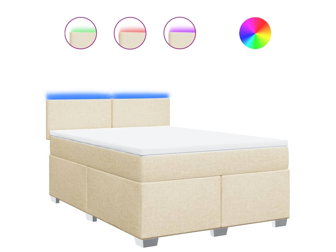 Maison Exclusive - Cama Box Spring Con Colchón Tela Color Crema 140x200 Cm