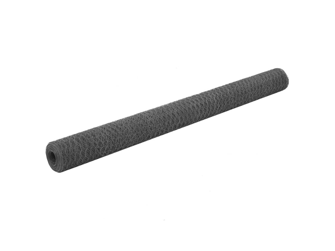 Valla de alambre para gallinero de 25 x 1,5 m, de acero con revestimiento de PVC gris, DKD HOME DECOR