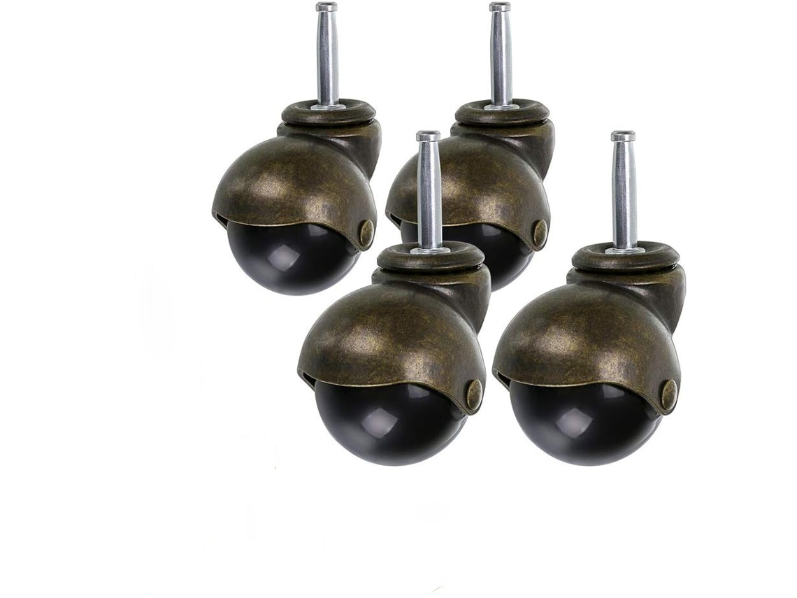 Juego de 4 ruedas antiguas vintage, suaves y silenciosas, de 50 mm, de material PP de bronce multiusos para muebles, sofás, sillas y armarios.