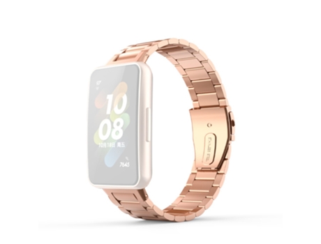 Correa de acero inoxidable tres cuentas antiarañazos para Huawei Band 7 - oro rosa