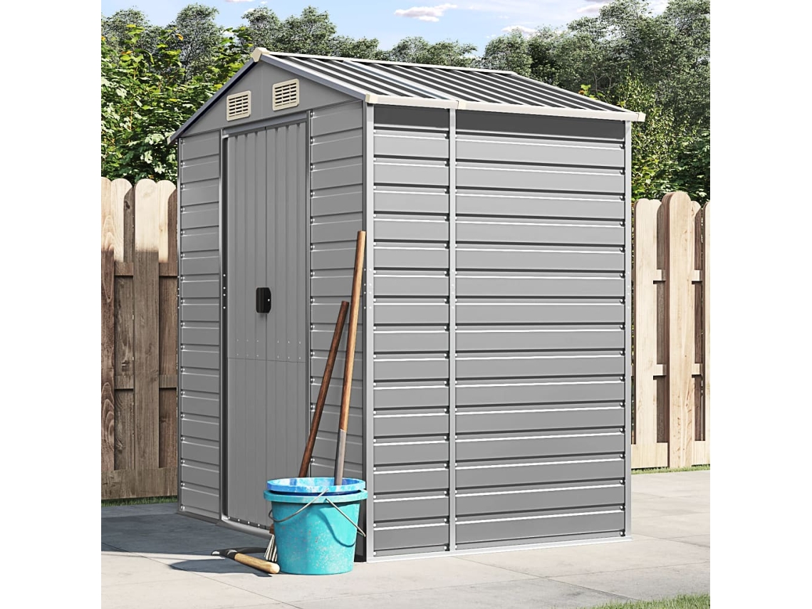Caseta de jardín 191x130x198 cm acero galvanizado gris claro LOVELY HOME