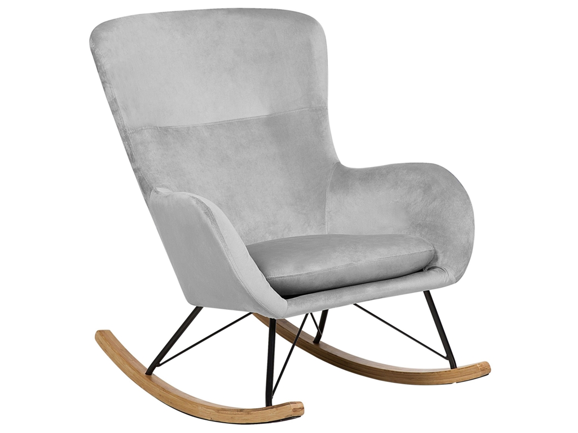 Silla mecedora BELIANI Ellan de Terciopelo Gris 71x90x97