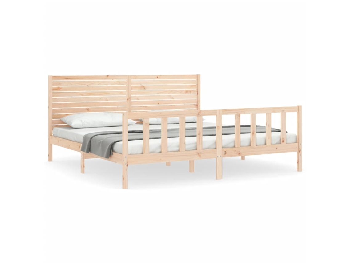 Maison Exclusive - Estructura De Cama De Matrimonio Con Cabecero Madera Maciza