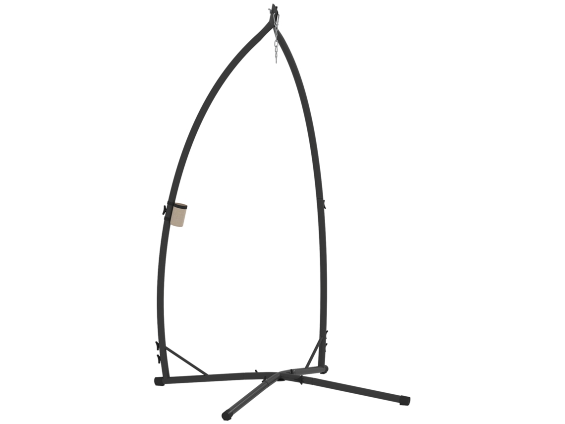 Soporte Para Silla Colgante Con Base Estable Y Portavasos, De Metal Negro.