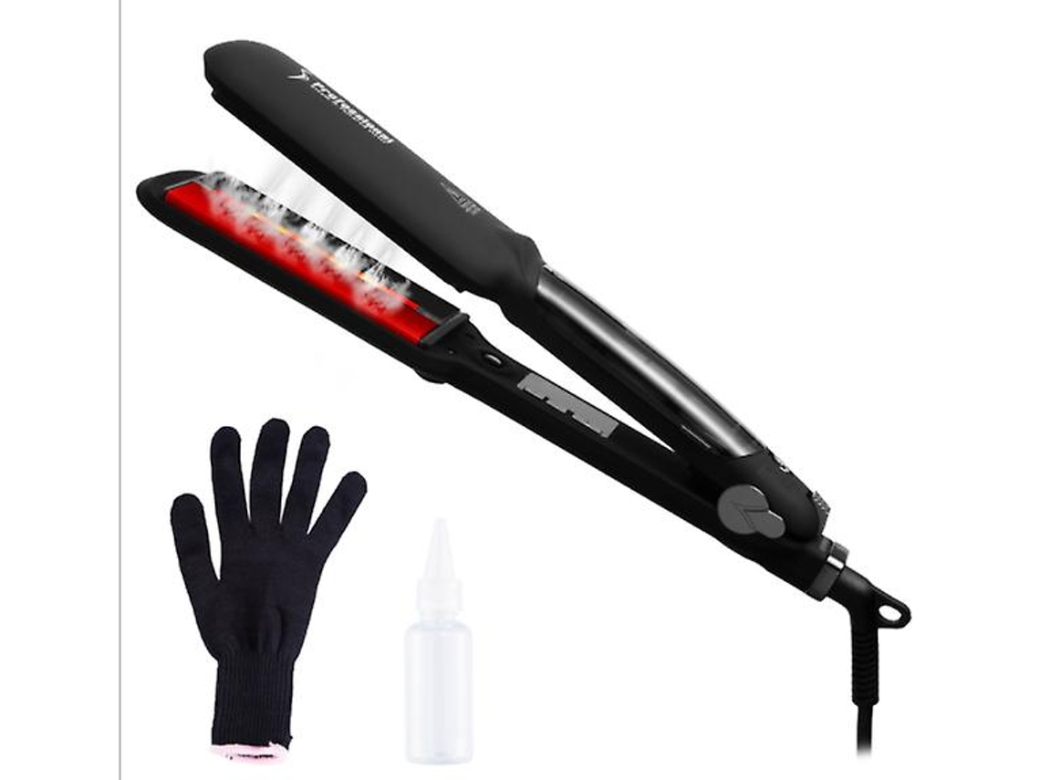 Plancha De Pelo Profesional Vapor-Plancha Infrarroja-Plancha De Cerámica-Plancha-Herramientas De Cerámica TurmalinaNegro YEMAESRE