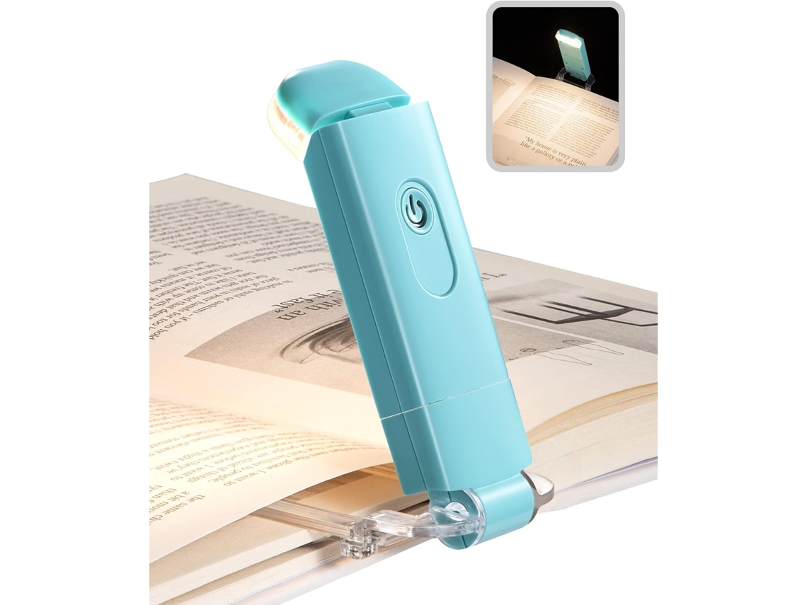 Luz de lectura USB recargable con dos niveles de brillo ajustables, ideal para leer de noche. Azul. Siurn