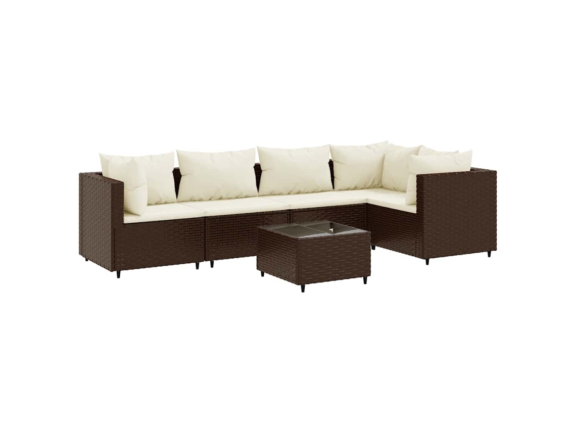 Maison Exclusive - 6 Pcs Conj. Lounge Jardim C/ Almofadões 6 Pcs Vime Pe Castanho