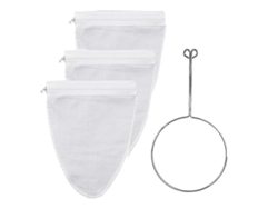 Bolsa Colador Ultra Fino Con Cremallera Marco Acero Inoxidable Mango Fuerte Para Bebidas Y Lácteos De Nueces Blanco Plateado