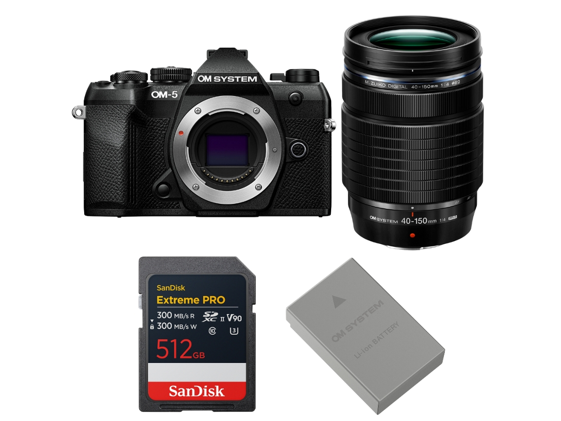 Om System Om-5 Mark Ii Negro + 40-150mm F/4 Pro + 1 Sandisk 512gb Extreme Pro Uhs-ii Sdxc + Om System Bls-50 + Ebook Pricedirect