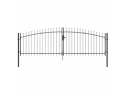Puerta doble con mecanismo de bloqueo, gris, 400 x 199,5 cm, acero, MAISON EXCLUSIVE