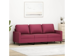 Sofá De 3 Plazas De Terciopelo Rojo Tinto 180 Cm