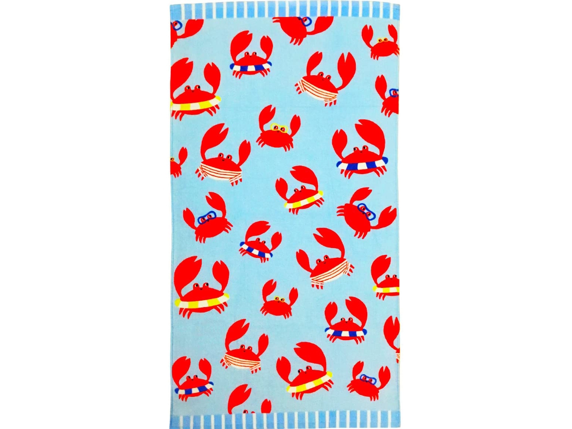 Toalla de playa de microfibra Yuysan para niños, absorbente y de secado rápido, 140x70cm, cangrejo rojo.