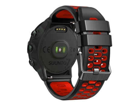 Correa de Silicona bicolor de 24mm diseño de orificios múltiples liberación rápida para Suunto 7/9/9 Baro - negro/rojo