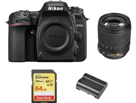 Kit Cámara Réflex NIKON D7500 AF-S 18-105MM F3.5-5.6G ED VR + Tarjeta SD de 64GB + bateria EN-EL15A