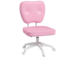 Silla De Oficina Rosa Ajustable De Pu Sin Brazos