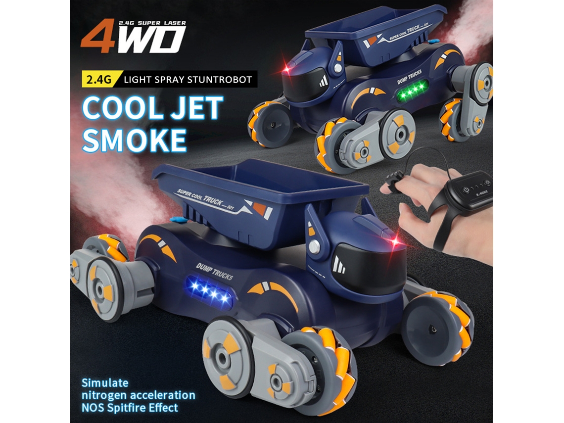 Coche Teledirigido Con Pulverizador, Robot De Juguete De 2,4 Ghz Con Luces Y Música, Regalo Para Niños Y Niñas, Verde.