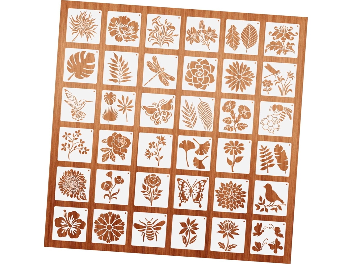 Juego De 36 Plantillas De Pintura Reutilizables Para Manualidades Y Pintura - Flora