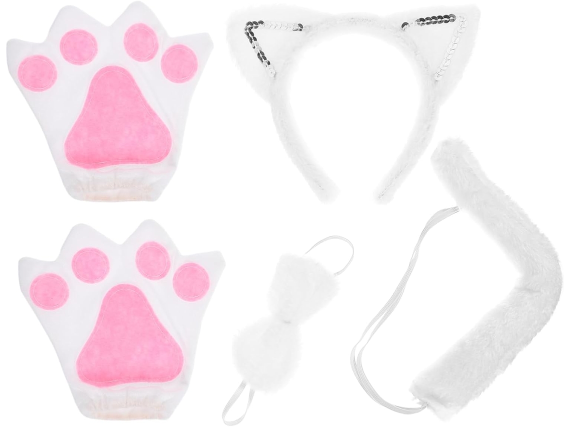 Kit De Disfraz De Gato: Diadema, Orejas, Lazo Decorativo, Diadema De Animal Para Cosplay.