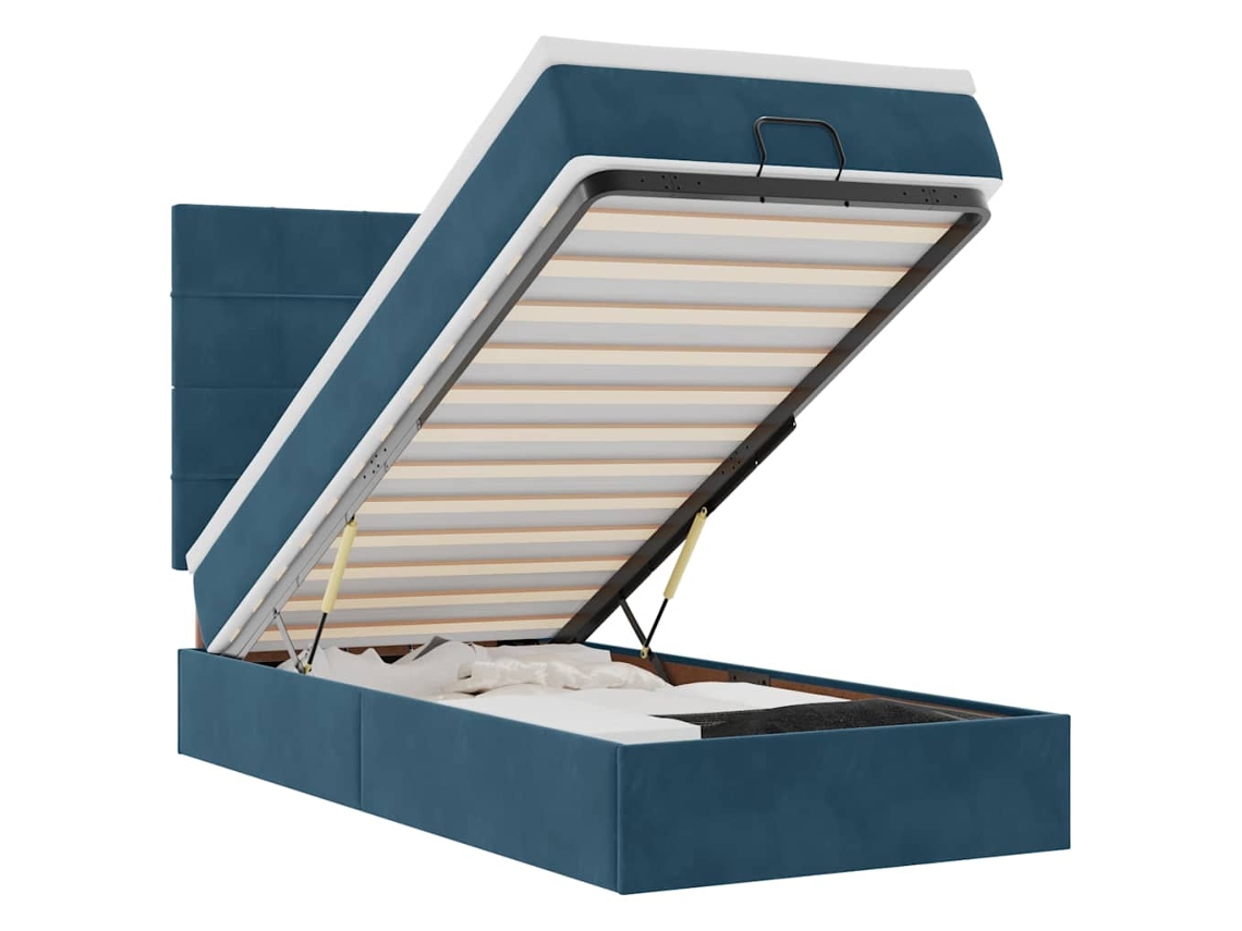 Maison Exclusive - Estructura De Cama Otomana Con Colchones Terciopelo Azul Oscuro