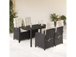 Juego de comedor de jardín de 5 piezas con cojines de mimbre negros de DKD Home Decor
